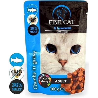 Fine Cat grain free Adult losos v omáčce 22 x 100 g