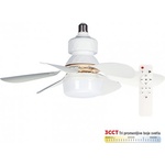 MITEA Lighting MV5030-W - Вентилатор за цокъл E27 с LED крушка, CCT, 12W, с дистанционно управление, бял (MV5030-W)