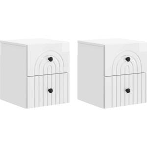 vidaXL Спален шкаф с монтаж на стена 2 бр. Бял гланц 33 x 34, 5 x 40 см (898134)