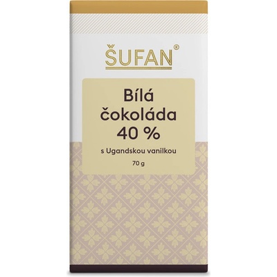 Šufan Bílá 40% čokoláda s ugandskou vanilkou 70 g – Zboží Dáma