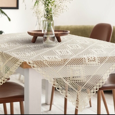 Takoy Obrus na stôl 85x85 cm svetlobéžový ažúrový OLIVIA v boho štýle-HF-477797 | 85 x 85 cm