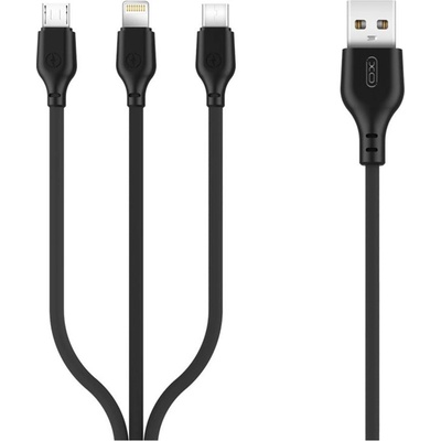 XO NB103 3v1 USB - Lightning + USB-C + microUSB, 2,1A, 1m, černý