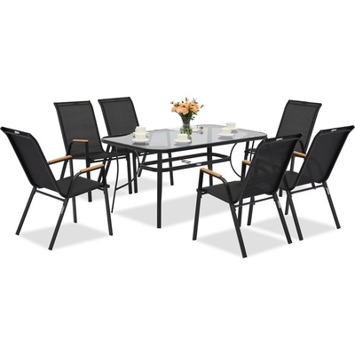 Garden Point Черна градинска маса Modena/Bitonto Wood за 6 души Garden Point (GAP1075)