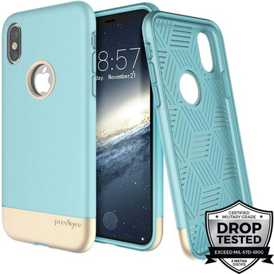 Prodigee Fit Pro Case - хибриден слайдер кейс за iPhone XS, iPhone X (син-златист)