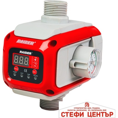 Raider Пресостат електронен 2.2kW 1"M 80°C рег. манометър RD-EPC08 (070195)