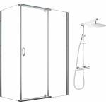 Fluminia Комплект душ кабина Mediaterraneo Catania хром 100x80 см и душ колона FDesign Anima хром (catania100+FD5-ANA-7U-11)