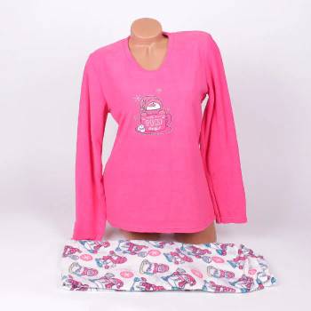 Image 1 of Поларена пижама в розово и бяло със снежни човечета