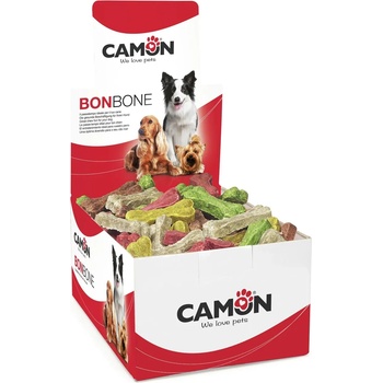 Camon Colorful bone - Лакомство за кучета, цветни кокалчета от телешка кожа, 12 см