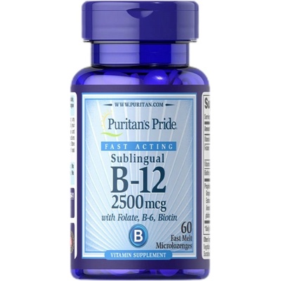 Puritan's Pride Vitamin B-12 2500 With Folic Acid, B-6 & Biotin [60 Подезични таблетки ]
