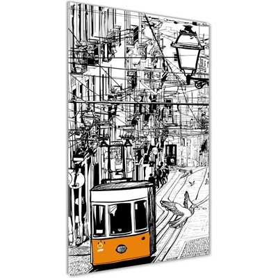 Vertikálny foto obraz sklenený Električka Lisabon 50x100 cm