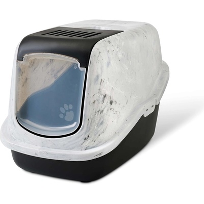 SAVIC Nestor - Модерна закрита котешка тоалетна с филтър против миризми - 56х39х38.5, мрамор