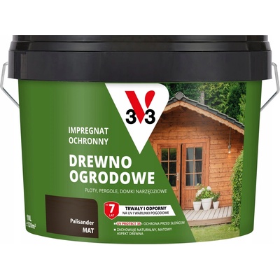 Ochranná impregnace na dřevo V33 Barva pro venkovní použití na plot, 10 l, Palisandr