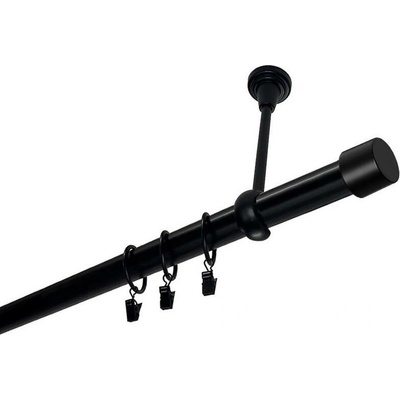 OK-GarnýžeCZ Garnýž kovová jednořadá 25mm Pullo černá 240 cm do stropu / kroužky s žabkou