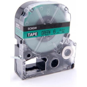 Compatible Epson LK-SC6GW, 6mm x 9m, черен печат / зелен фон, съвместима лента (LKSC6GW)