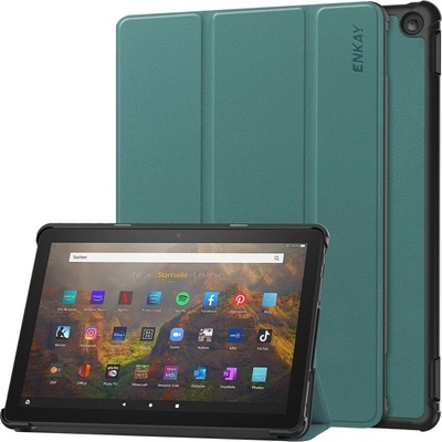 ENKAY 133088 Leather Zaklápací kryt pre Amazon Fire HD 10 2023 zelený