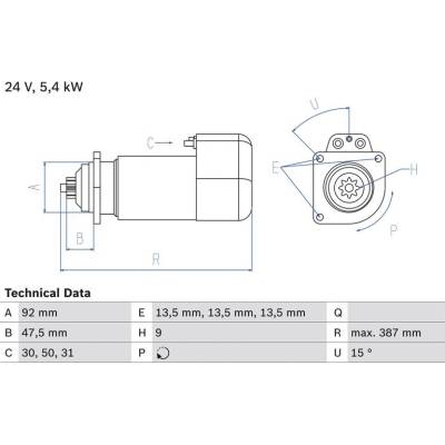 BOSCH 0 986 011 570 Startér (0986011570)