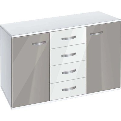 Bogdan Furniture G Скрин с чекмеджета и вратички Memo. bg, модел BM-Ava 1200, бял гланц и сиво