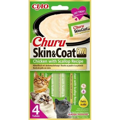 Chúru Cat Skin&Coat Chicken with Scallop Recipe 4 x 14 g
