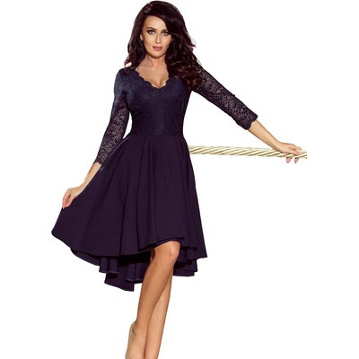 Numoco Елегантна асиметрична миди рокля 210-2nmc-1178 - Тъмносин, размер xxxxl