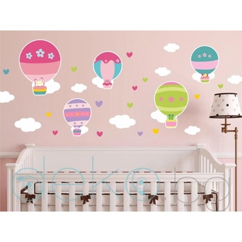 Image 1 of Шарени балони - комплект стикери за декорация в розово (151111)