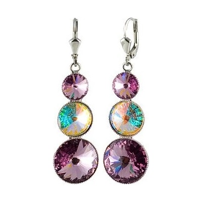 Klimm Rivoli se Swarovski Elements s třemi kameny Light Amethyst 13035 světle fialový