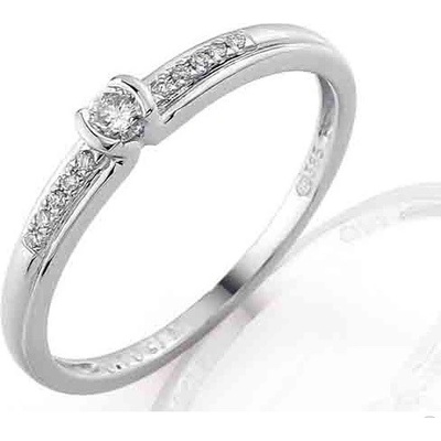 Klenoty Budín Luxusní zásnubní prsten s diamantem z bílého zlata 3860829