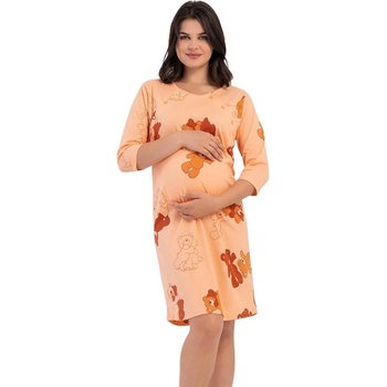 Оранжева нощница с 3/4 ръкав за кърмене с мечета