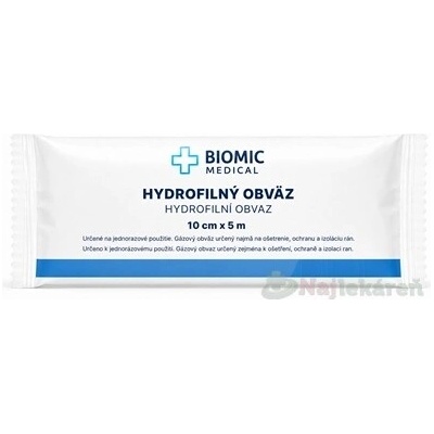 BIOMIC Obväz hydrofilný sterilný 10 cm x 5 m