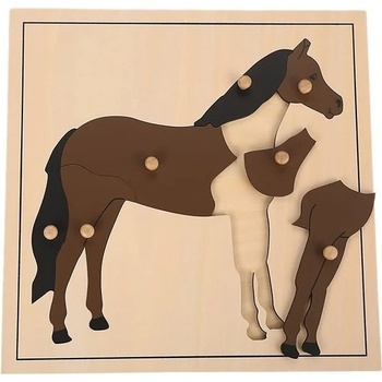 Image 1 of Smart Baby Дървен мини пъзел с животни Smart Baby - Кон, 7 части (MO50-1)