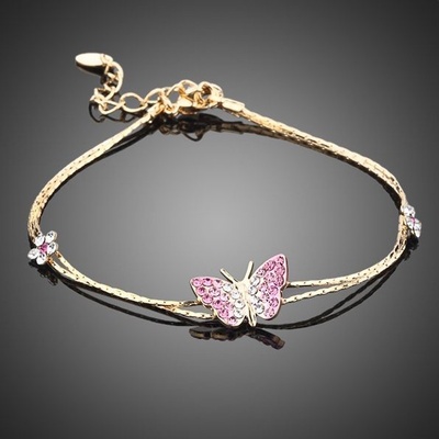 Francesca Petrucci Dvojitý náramek s jemnými zirkony motýl NR-TSI0008 Růžová