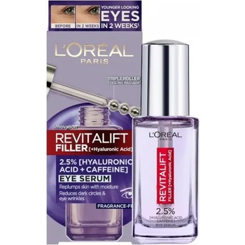 L'Oréal Revitalift Filler HA Eye Serum - Околоочен серум с хиалуронова киселина и кофеин от серията "Revitalift Filler HA" 20мл