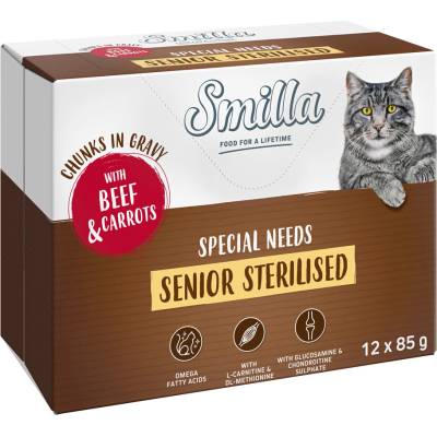 Smilla Senior Sterilised kousky v omáčce se zeleninou hovězí a mrkev 24 x 85 g