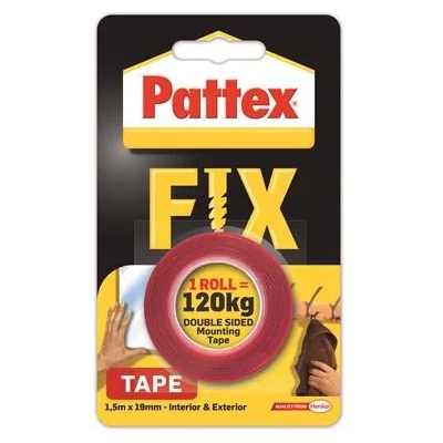 Henkel Самозалепваща лента, двустранна, 19 мм x 1, 5 м, HENKEL "Pattex Fix 120 kg", червена 2848974 (2848974)