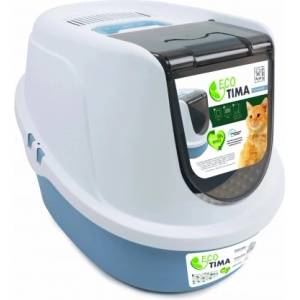 Mpets Tima Cat Litter Box - Eco Закрита котешка тоалетна Тима, M - 53 х 40 х 38 см - синя, Белгия - 20117199