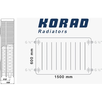 Korad Radiators 33K 600 x 1500 mm