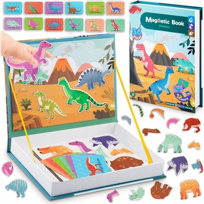 Kruzzel 24730 Magnetická kniha dinosaurus 36 ks
