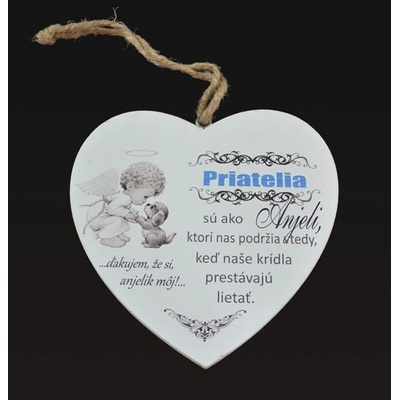 Tabuľka drevená srdce 20cm Priatelia