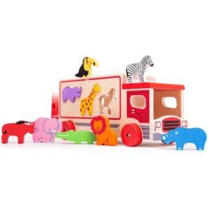 Bigjigs Toys Камионче за сортиране - Сафари (bj641)