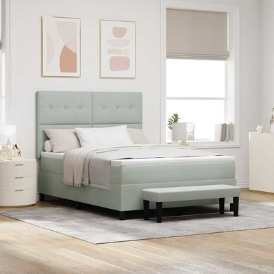zahrada-XL 3344516 Postel s boxspringem s matrací Světle šedá samet