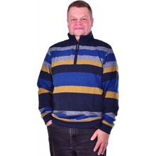 Ragman pánský svetr 3413660 711 Mock neck stripe 711 dunkelblau