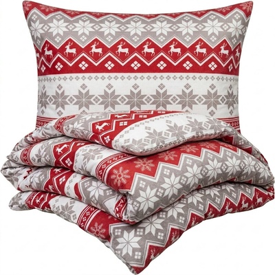 4Home Vianočné flanel obliečky Red nordic 160x200 70x80