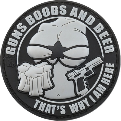 JTG Nášivka JTG - Guns, Boobs & Beer, šedá