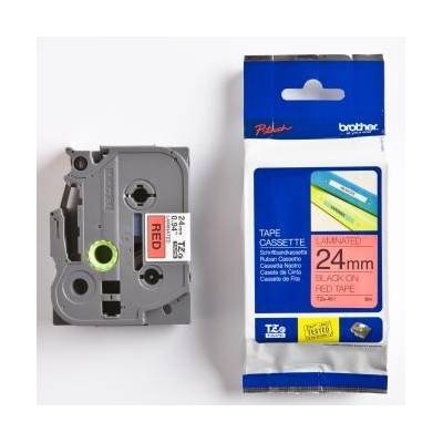 Brother TZ-451 / TZe-451, 24mm x 8m, черен печат / червен фон, оригинална лента (TZE451)