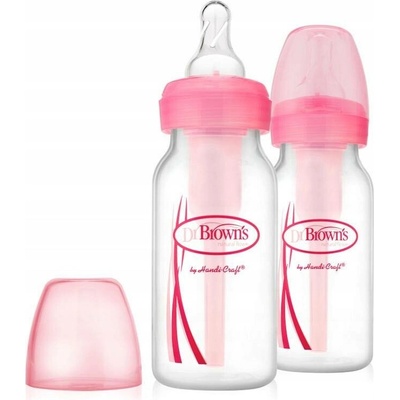 Dr. Brown's Options+ Úzká Kojenecká Láhev Anti colic růžová 120 ml 2 ks