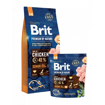 Brit premium senior s/m by nature- Суха храна за забавяне на стареенето на малки и средни породи кучета с 42% прясно пилешко месо 15 кг