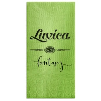 Luxica® Fantasy Смарагдово зелени салфетки с дискретен релеф и фин бордюр 2 слоя | 40 броя Сгъвка 1/8 (48298292882)