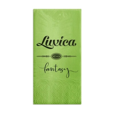 Luxica® Fantasy Смарагдово зелени салфетки с дискретен релеф и фин бордюр 2 слоя | 40 броя Сгъвка 1/8 (48298292882)