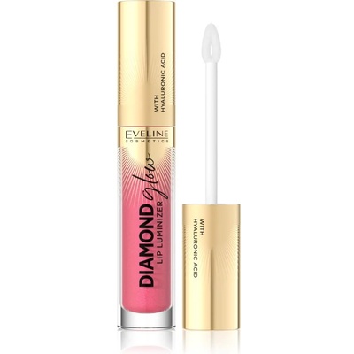 Eveline Cosmetics Diamond Glow блясък за устни с блестящи частици с хиалуронова киселина цвят 09 Peach Dream 4.5ml