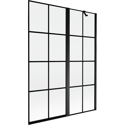 Mexen Mist двукрилен подвижен параван за вана, дясно отваряне 130 x 150 см, черен каре, черен - 8A9-130-011-70-77-P (8A9-130-011-70-77-P)