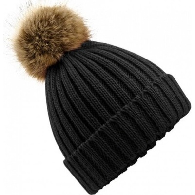 Beechfield pletená čepice s kožešinovou bambulí Pom Pom Chunky Námořní modrá